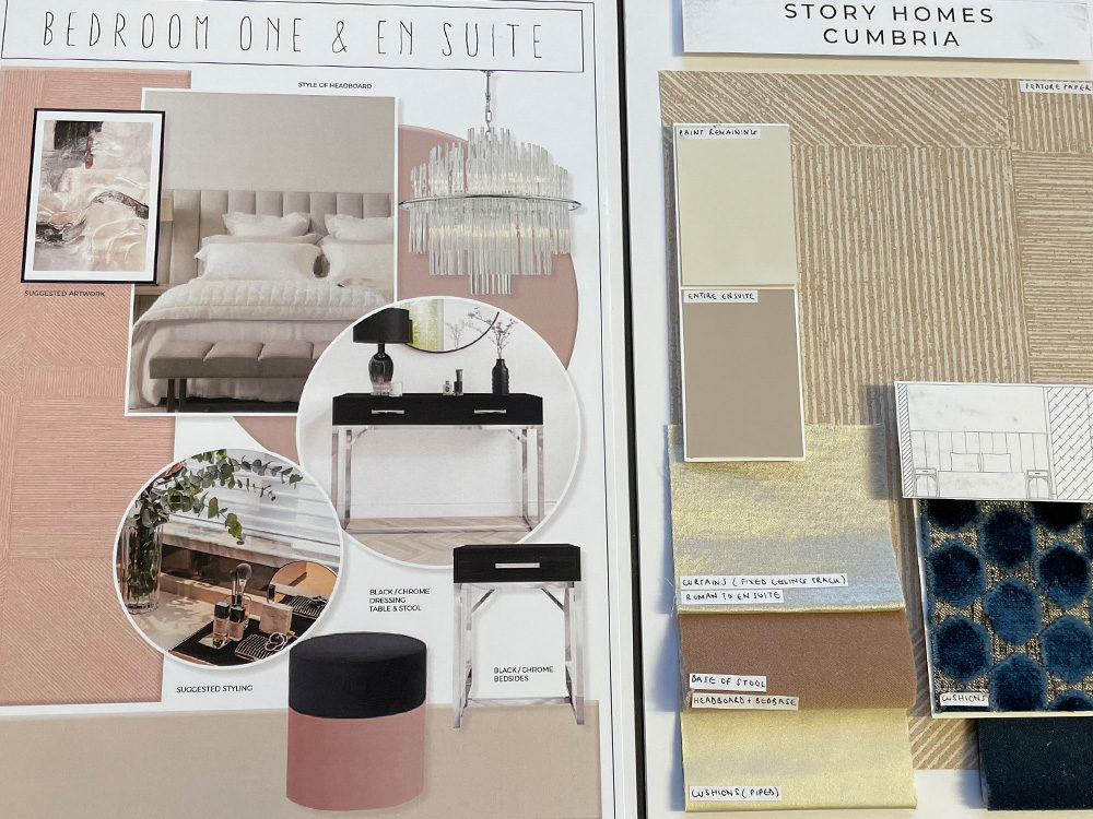 Moodboard for Bedroom One & En-suite in The Robinson show home