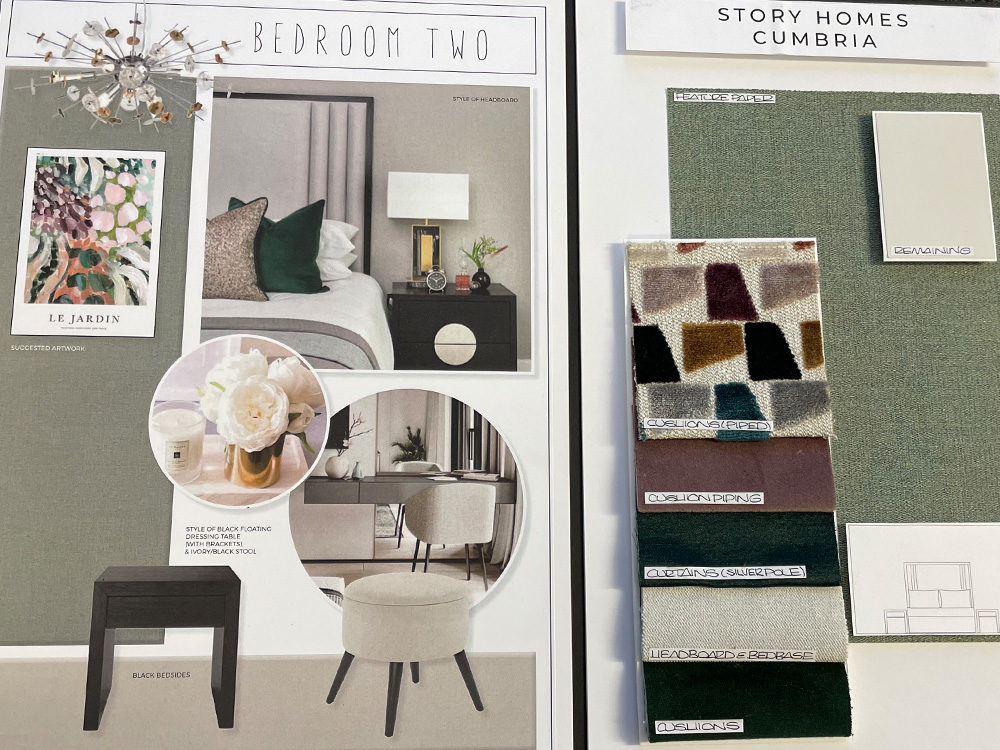 Moodboard for Bedroom Two in The Sanderson show home